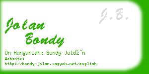 jolan bondy business card